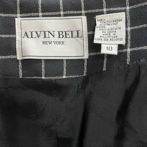 Alvin Bell New York Vintage B&W Plaid Blazer Size 10 - Picture 11 of 14